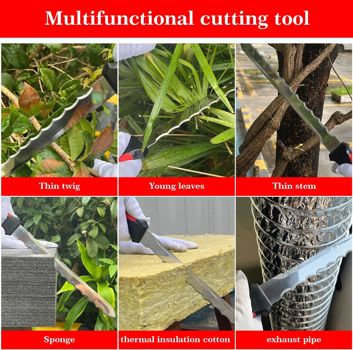 Insulation Knife - Sod Cutter Knife: stainless steel 11.14-Inch sharp blade, double side utility Lawn Repair Saw with Nylon Sheath