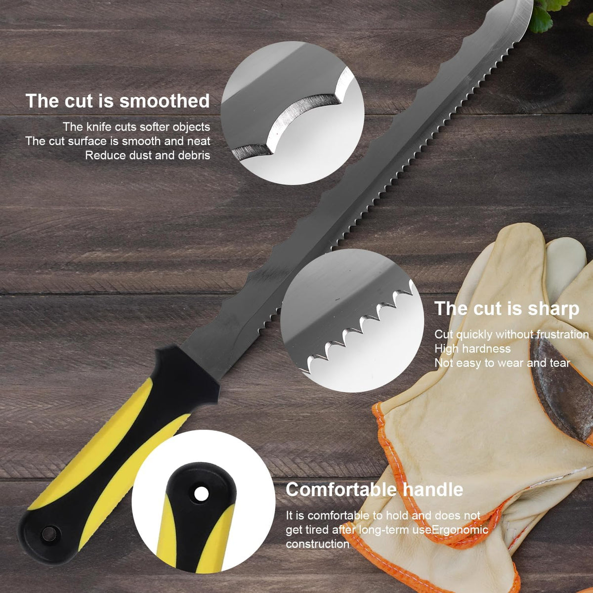 Insulation Knife - Sod Cutter Knife: stainless steel 11.14-Inch sharp blade, double side utility Lawn Repair Saw with Nylon Sheath