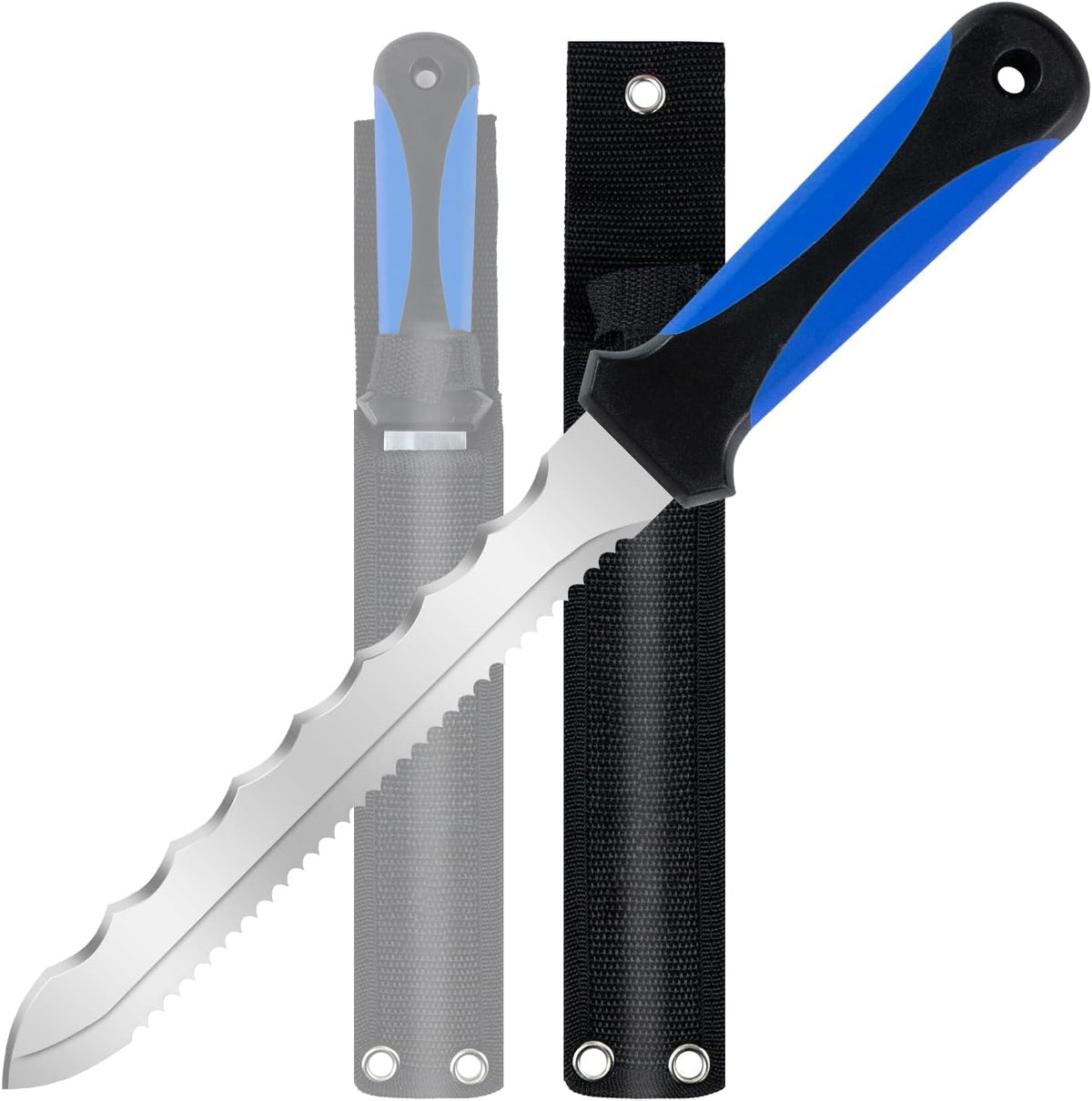 Insulation Knife - Sod Cutter Knife: stainless steel 11.14-Inch sharp blade, double side utility Lawn Repair Saw with Nylon Sheath