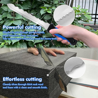 Insulation Knife - Sod Cutter Knife: stainless steel 11.14-Inch sharp blade, double side utility Lawn Repair Saw with Nylon Sheath