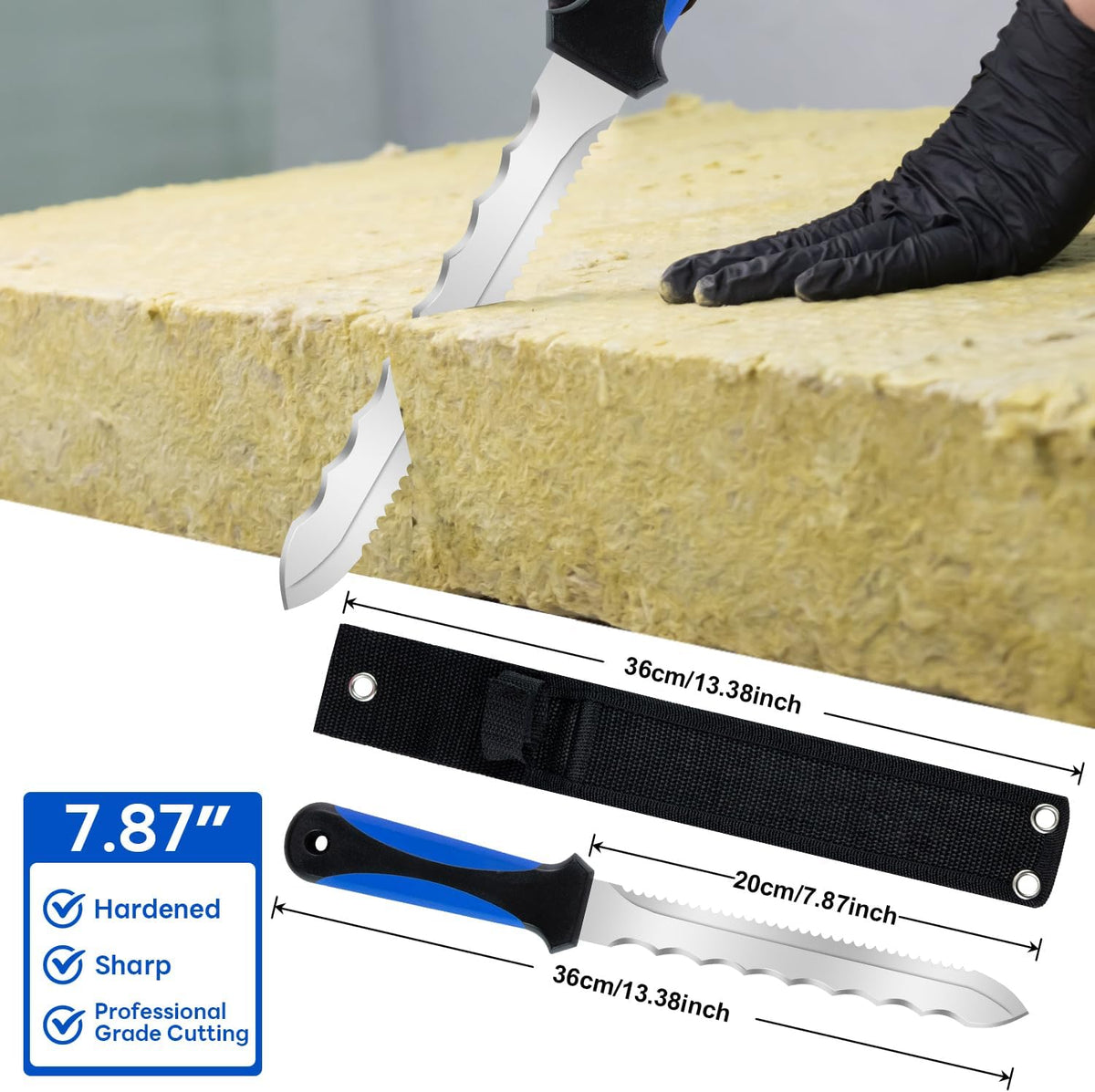 Insulation Knife - Sod Cutter Knife: stainless steel 11.14-Inch sharp blade, double side utility Lawn Repair Saw with Nylon Sheath