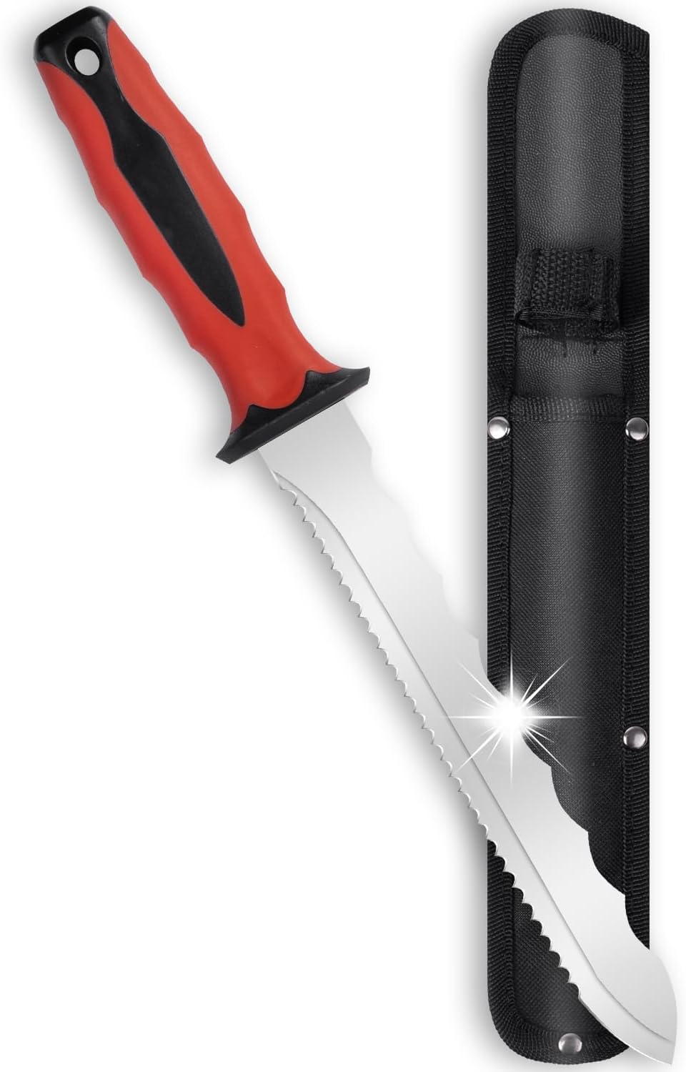 Insulation Knife - Sod Cutter Knife: stainless steel 11.14-Inch sharp blade, double side utility Lawn Repair Saw with Nylon Sheath