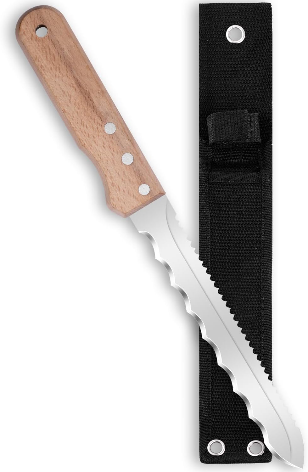 Insulation Knife - Sod Cutter Knife: stainless steel 11.14-Inch sharp blade, double side utility Lawn Repair Saw with Nylon Sheath