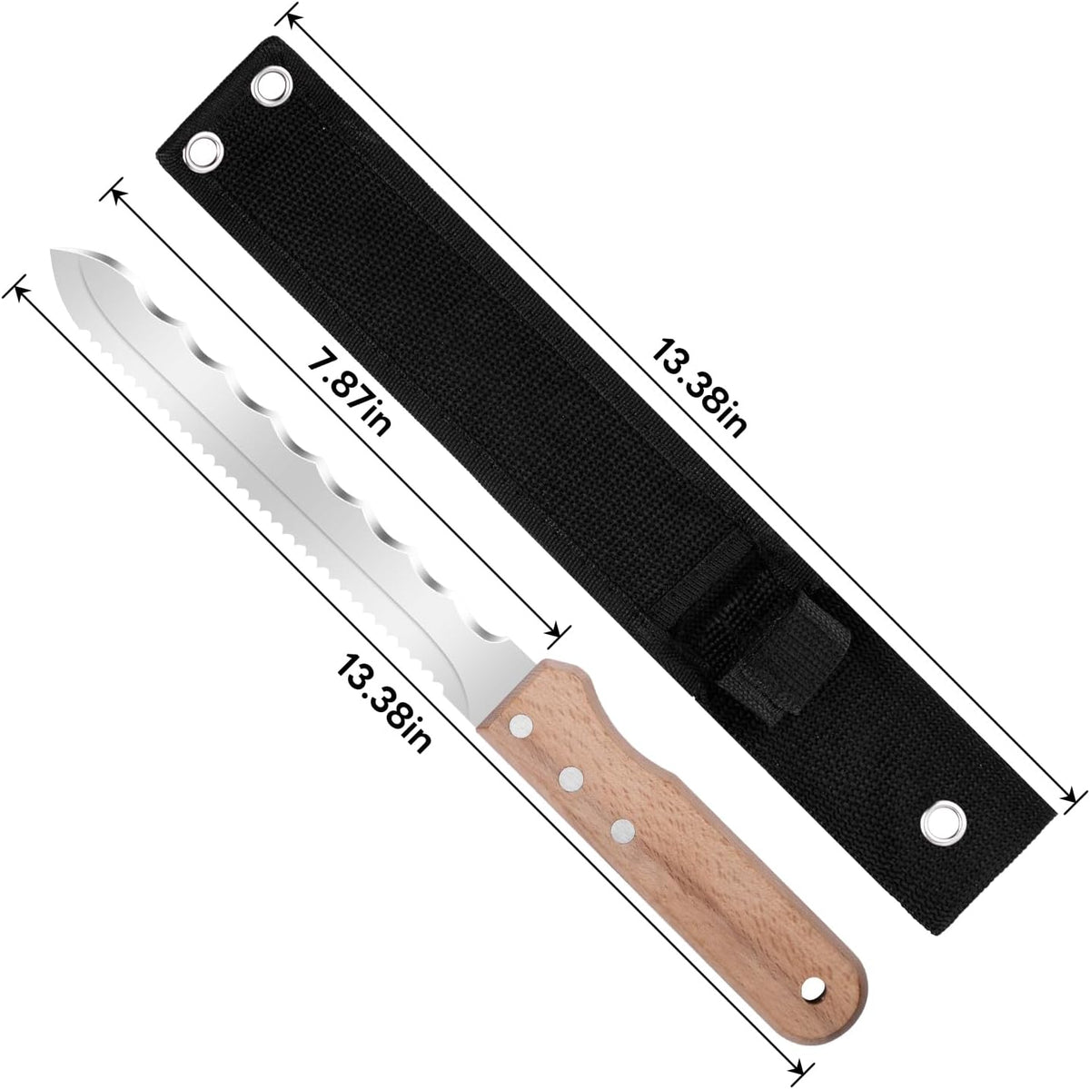 Insulation Knife - Sod Cutter Knife: stainless steel 11.14-Inch sharp blade, double side utility Lawn Repair Saw with Nylon Sheath