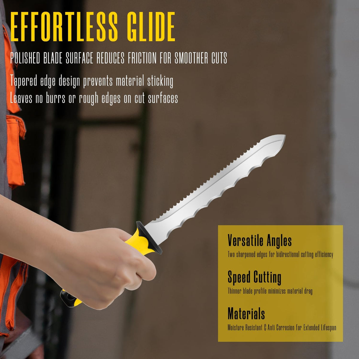 Insulation Knife - Sod Cutter Knife: stainless steel 11.14-Inch sharp blade, double side utility Lawn Repair Saw with Nylon Sheath