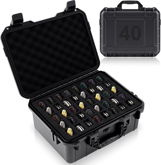 40 Folding Knife Case Waterproof Pocket Knife Holder Hard Sided Knives Storage Box Lockable Protective Travel Storage Organizer for Folding Knives Collection