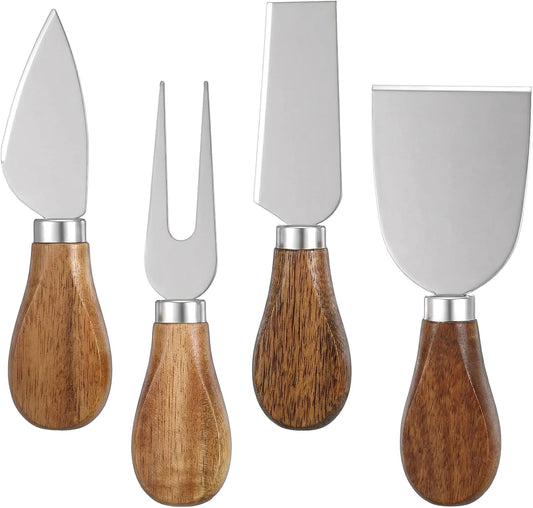 4Pcs Cheese Knives Set, Cheese Knives for Charcuterie Board, Stainless Steel Cheese Tools Including Knife, Fork, Slicer, Spreader for Party and Holiday Charcuterie Boards Accessories