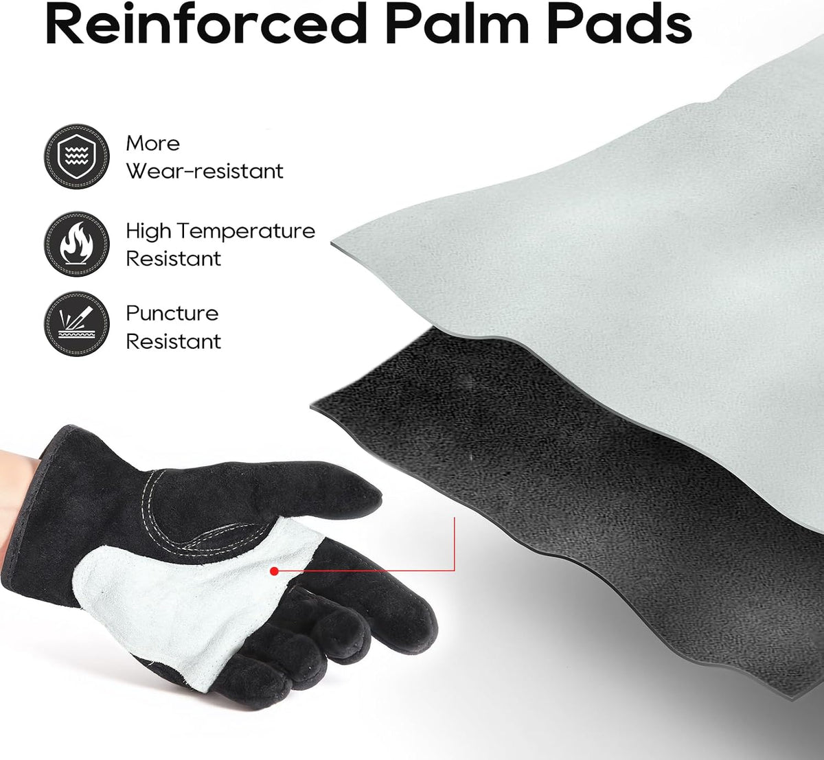 Welding Gloves 16-Inch 932°F Heat Resistant Leather for MIG, Stick | Foil Layer, 1.2 mm Cowhide, Kevlar Stitching and Cotton Lining; Cuff Protects Forearms for Fireplace, Grill and Stove Use