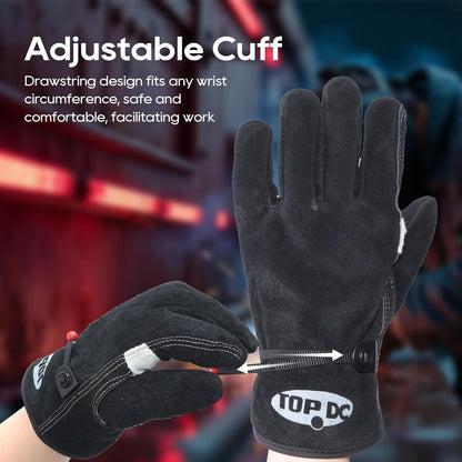 Welding Gloves 16-Inch 932°F Heat Resistant Leather for MIG, Stick | Foil Layer, 1.2 mm Cowhide, Kevlar Stitching and Cotton Lining; Cuff Protects Forearms for Fireplace, Grill and Stove Use