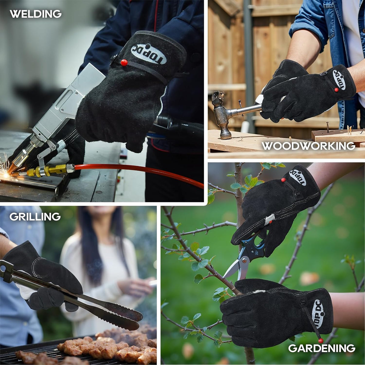 Welding Gloves 16-Inch 932°F Heat Resistant Leather for MIG, Stick | Foil Layer, 1.2 mm Cowhide, Kevlar Stitching and Cotton Lining; Cuff Protects Forearms for Fireplace, Grill and Stove Use
