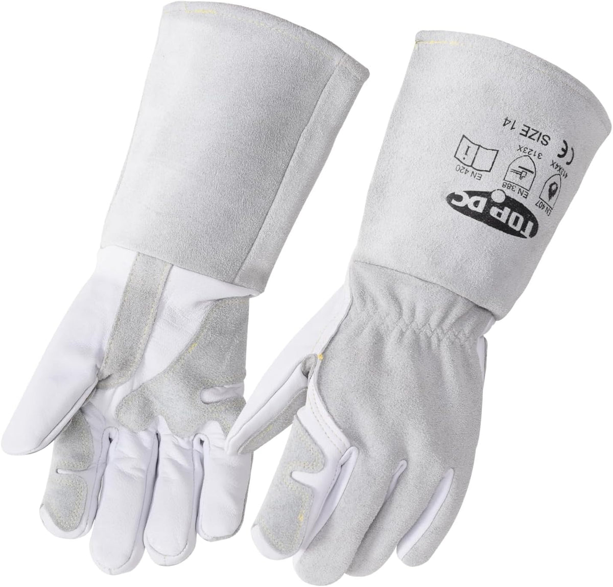 Welding Gloves 16-Inch 932°F Heat Resistant Leather for MIG, Stick | Foil Layer, 1.2 mm Cowhide, Kevlar Stitching and Cotton Lining; Cuff Protects Forearms for Fireplace, Grill and Stove Use