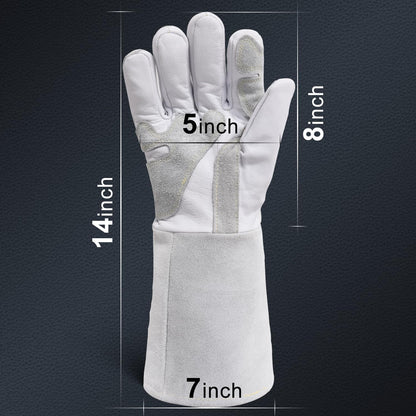Welding Gloves 16-Inch 932°F Heat Resistant Leather for MIG, Stick | Foil Layer, 1.2 mm Cowhide, Kevlar Stitching and Cotton Lining; Cuff Protects Forearms for Fireplace, Grill and Stove Use