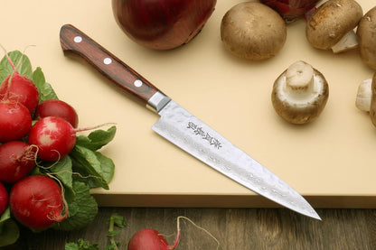 Yoshihiro VG10 16 Layer Hammered Damascus Stainless Steel Gyuto 9.5'' (240mm) Japanese Chefs Knife & Petty Utility Knife 5.3'' (135mm) SET
