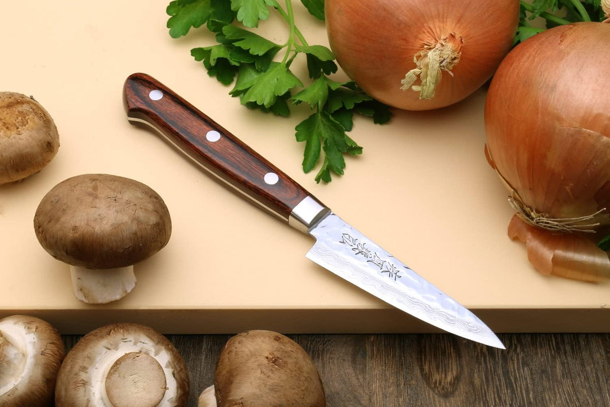 Yoshihiro VG10 16 Layer Hammered Damascus Stainless Steel Gyuto 9.5'' (240mm) Japanese Chefs Knife & Petty Utility Knife 5.3'' (135mm) SET
