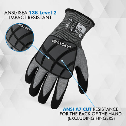 Safety Work Gloves,Level 5 Puncture Resistant,Impact Gloves | A9 Cut Resistant Gloves,Heavy Duty Work Gloves