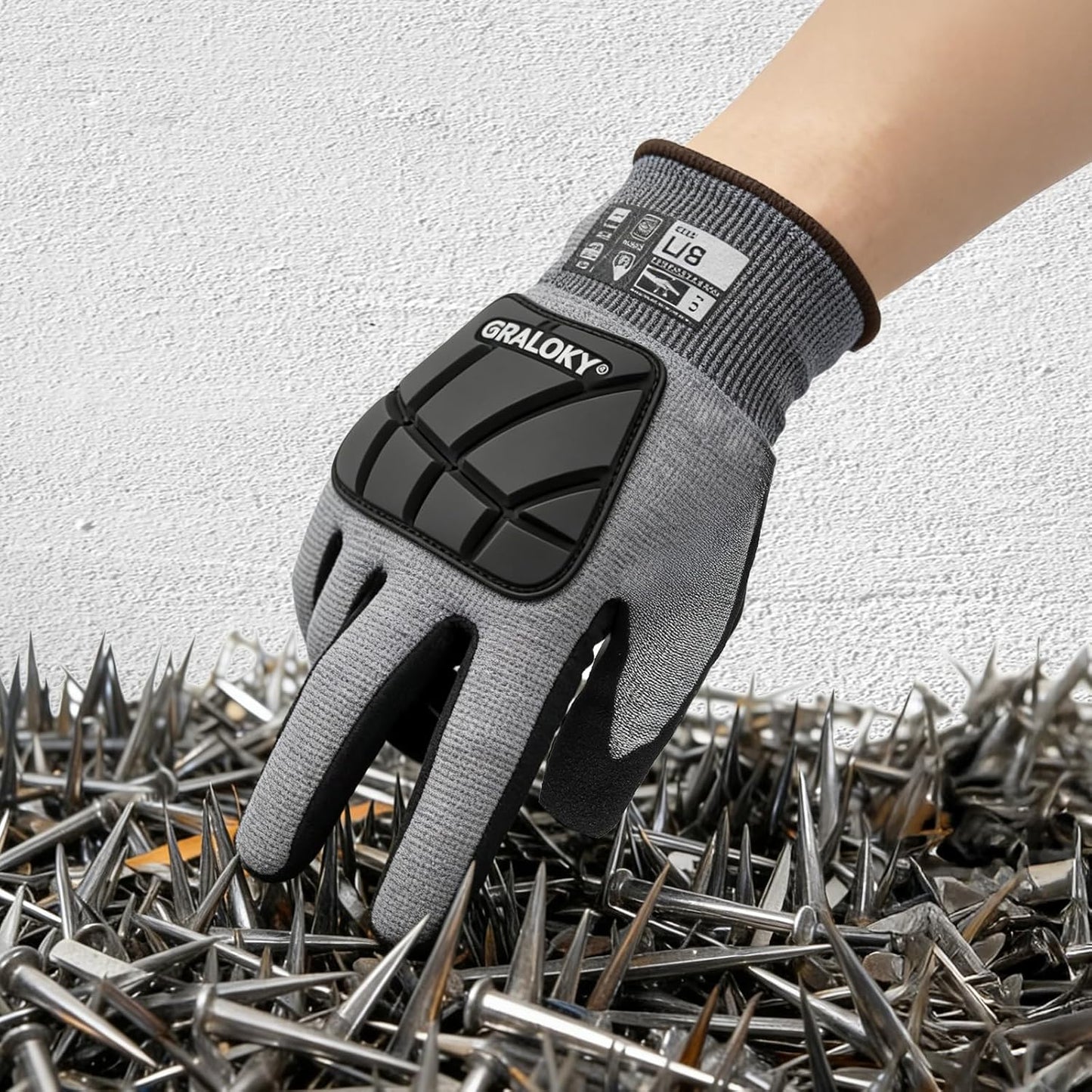 Safety Work Gloves,Level 5 Puncture Resistant,Impact Gloves | A9 Cut Resistant Gloves,Heavy Duty Work Gloves