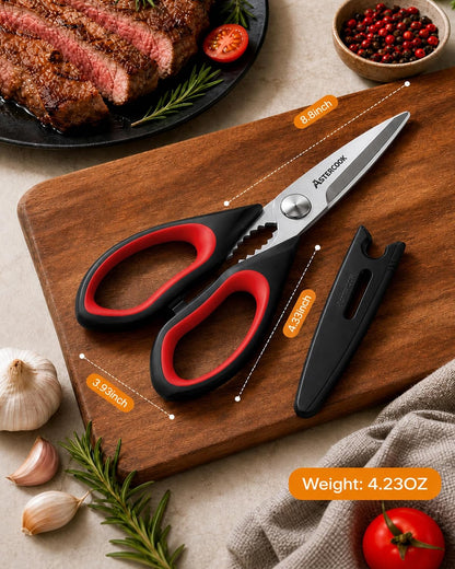 Kitchen Scissors 3 Pack, Heavy Duty All Purpose Kitchen Shears for Food and Packaging, Stainless Steel Food Scissors for Meat, Poultry, Herbs and Vegetables, Dishwasher Safe