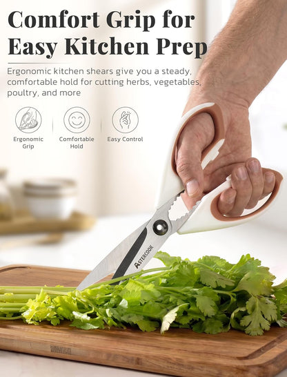 Kitchen Scissors 3 Pack, Heavy Duty All Purpose Kitchen Shears for Food and Packaging, Stainless Steel Food Scissors for Meat, Poultry, Herbs and Vegetables, Dishwasher Safe