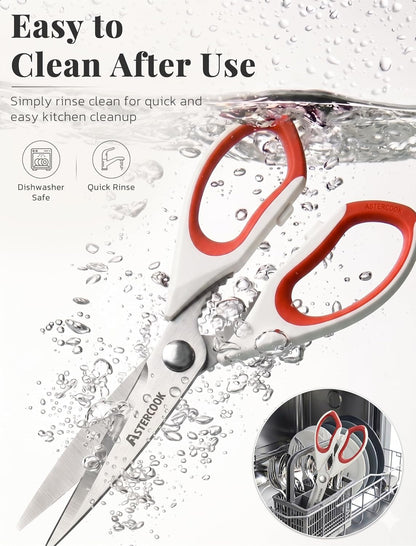 Kitchen Scissors 3 Pack, Heavy Duty All Purpose Kitchen Shears for Food and Packaging, Stainless Steel Food Scissors for Meat, Poultry, Herbs and Vegetables, Dishwasher Safe