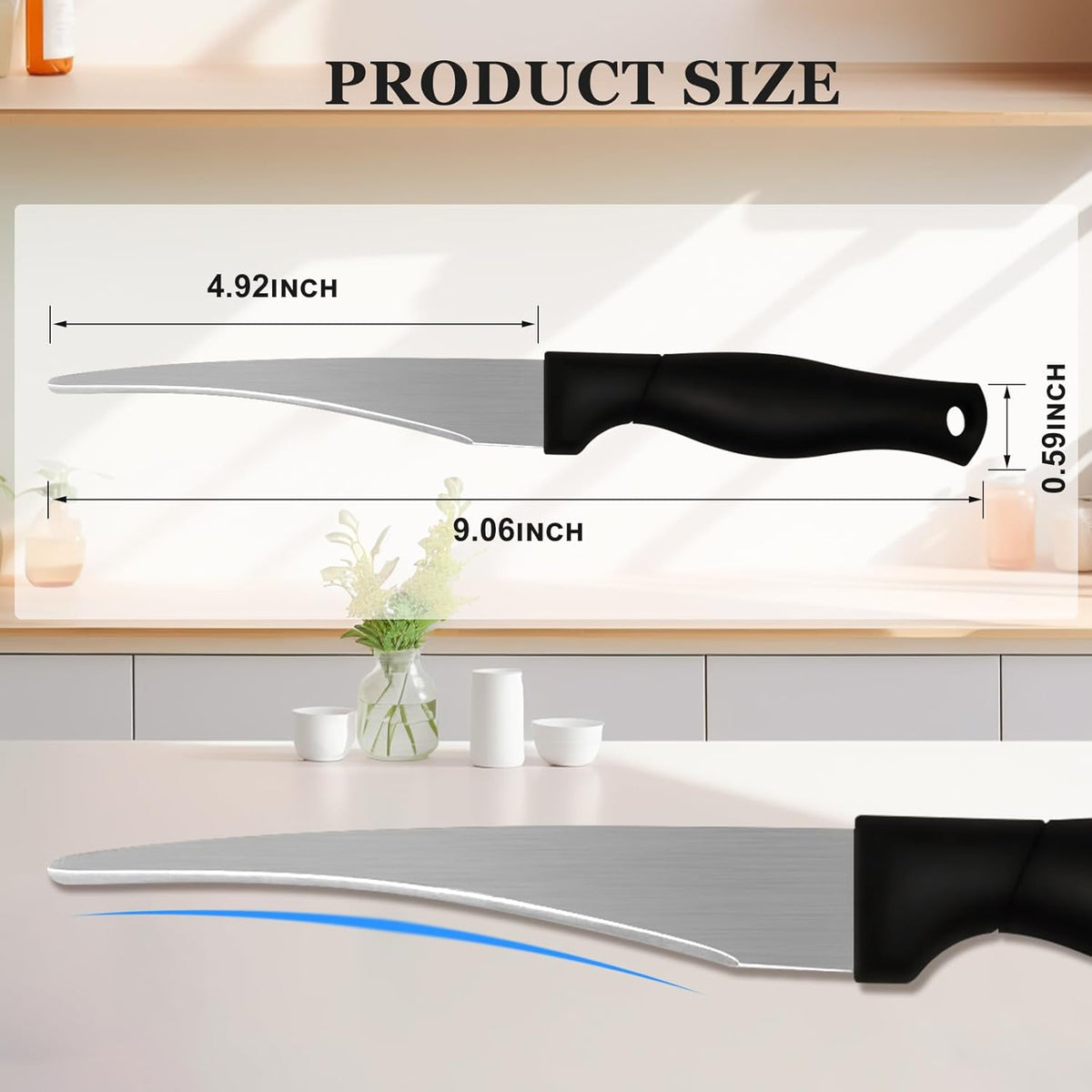 2PCS Curved Paring Knife - Ultra-Sharp Stainless Steel Peeling Knife with Concave Blade for Fruit & Vegetable - Professional Kitchen Knives Chef Knife for Precision Garnishing & Slicing