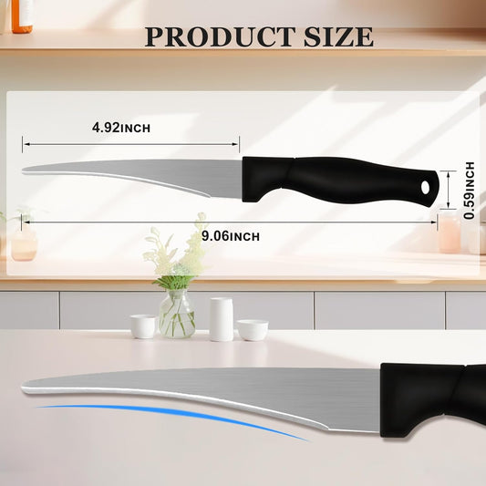 2PCS Curved Paring Knife - Ultra-Sharp Stainless Steel Peeling Knife with Concave Blade for Fruit & Vegetable - Professional Kitchen Knives Chef Knife for Precision Garnishing & Slicing