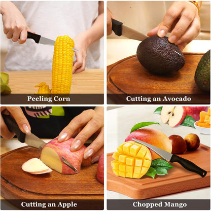 2PCS Curved Paring Knife - Ultra-Sharp Stainless Steel Peeling Knife with Concave Blade for Fruit & Vegetable - Professional Kitchen Knives Chef Knife for Precision Garnishing & Slicing