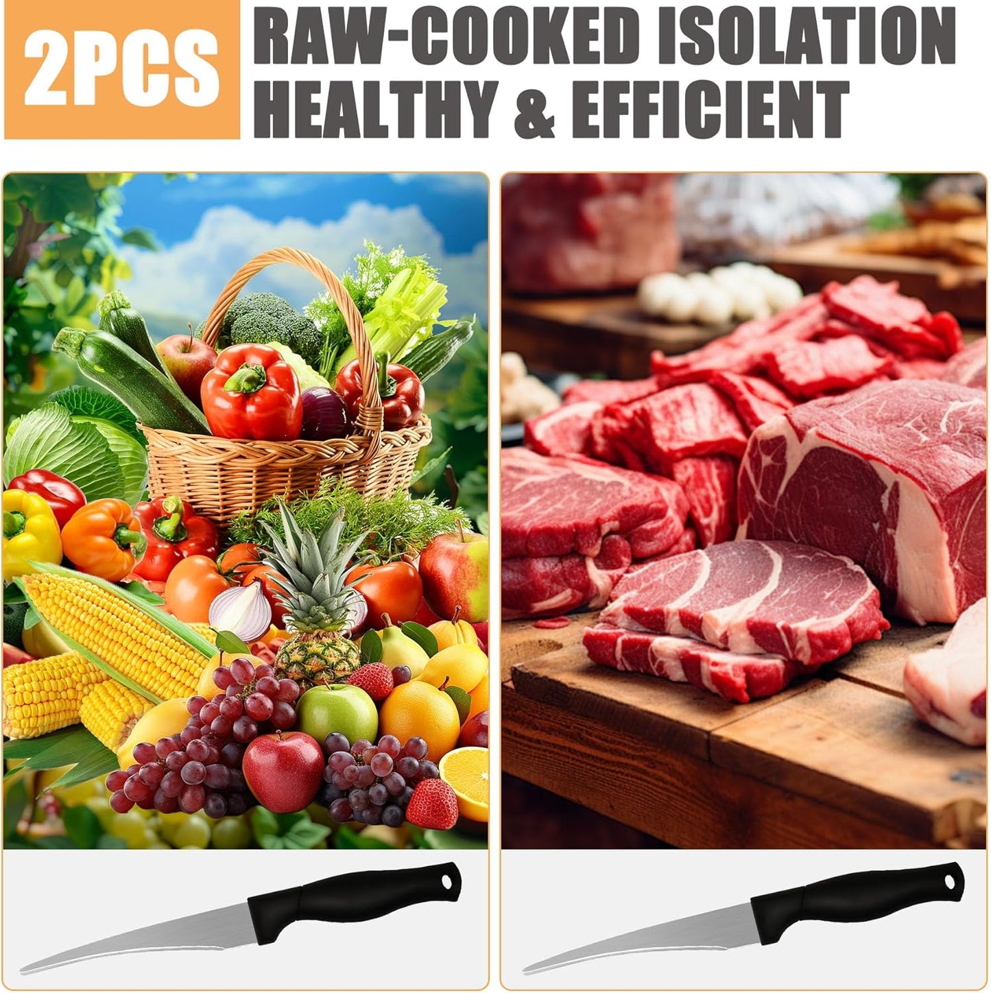 2PCS Curved Paring Knife - Ultra-Sharp Stainless Steel Peeling Knife with Concave Blade for Fruit & Vegetable - Professional Kitchen Knives Chef Knife for Precision Garnishing & Slicing