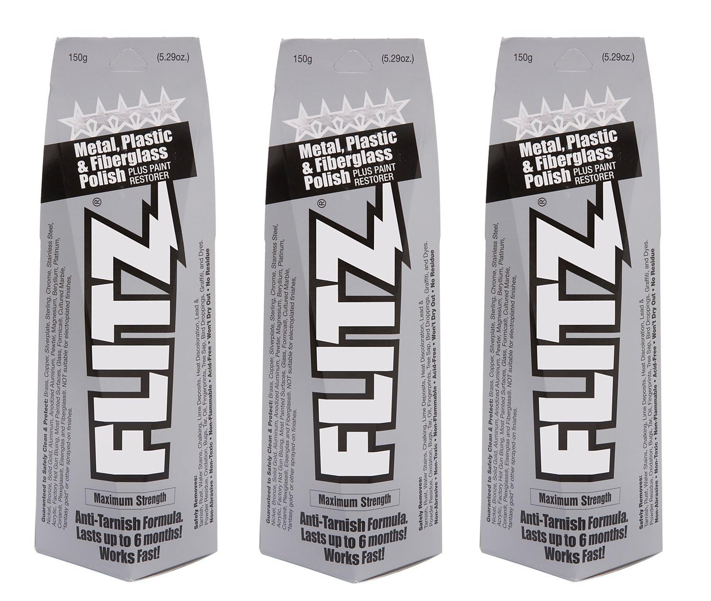 Flitz Metal Polish Paste - 5.29oz USA-Made Polish for Solid Chrome, Stainless Steel, & Aluminum - Non-Abrasive for Light Oxidation - Requires Manual Buffing - Not for Plated/Coated Surfaces (1 Pack)