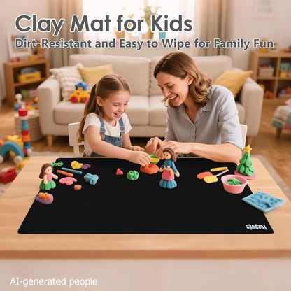 36.2" x 24" Extra Large Silicone Mat for Epoxy Resin, Nonstick Silicon Mats for Crafts Jewelry Casting, Non-Slip Kitchen Table Placemats for Countertop Protector Heat Resistant , Black