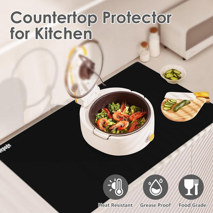 36.2" x 24" Extra Large Silicone Mat for Epoxy Resin, Nonstick Silicon Mats for Crafts Jewelry Casting, Non-Slip Kitchen Table Placemats for Countertop Protector Heat Resistant , Black