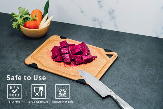 Cutting Board, Wood Fiber Cutting Board for Kitchen, Non-Slip Kitchen Wood Chopping Board, Reversible, Eco-Friendly, Natural Wood Fiber, Medium Cutting Board, 14.5 x 11-inch, Natural Slate