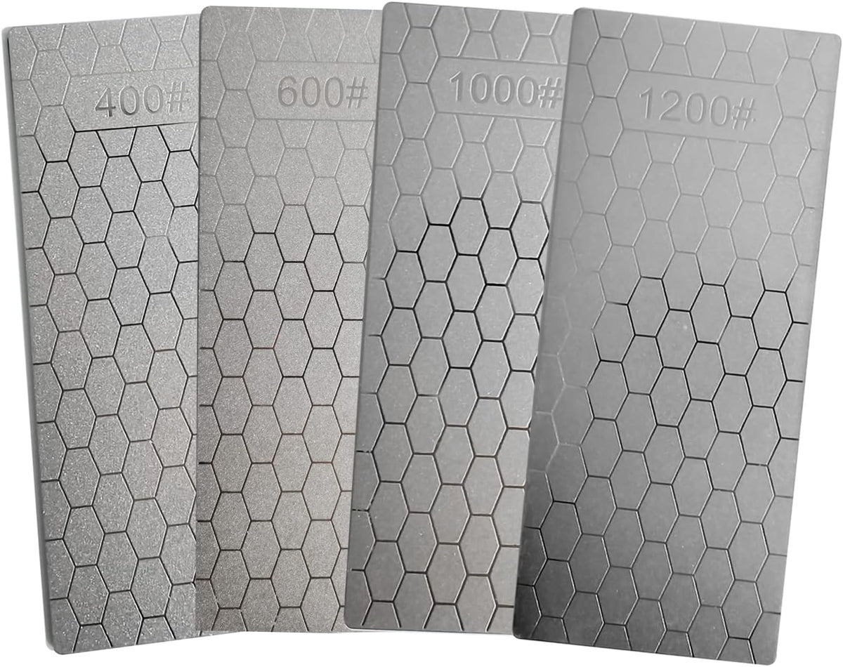 4PCS Diamond Sharpening Stone, Knife Sharpening Stone Whetstone Honeycomb Surface Diamond Sharpener Plate with Non-Slip Base for for Pocket Knives Scissors, Outdoor Kitchen Tools