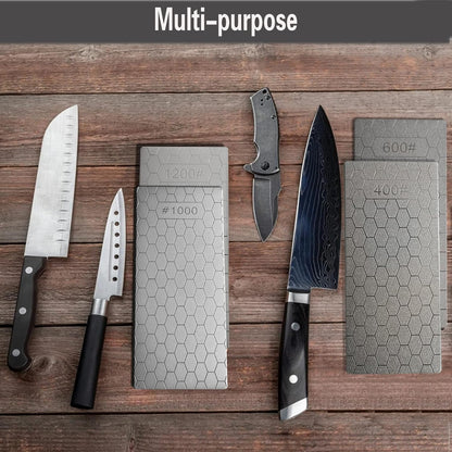 4PCS Diamond Sharpening Stone, Knife Sharpening Stone Whetstone Honeycomb Surface Diamond Sharpener Plate with Non-Slip Base for for Pocket Knives Scissors, Outdoor Kitchen Tools