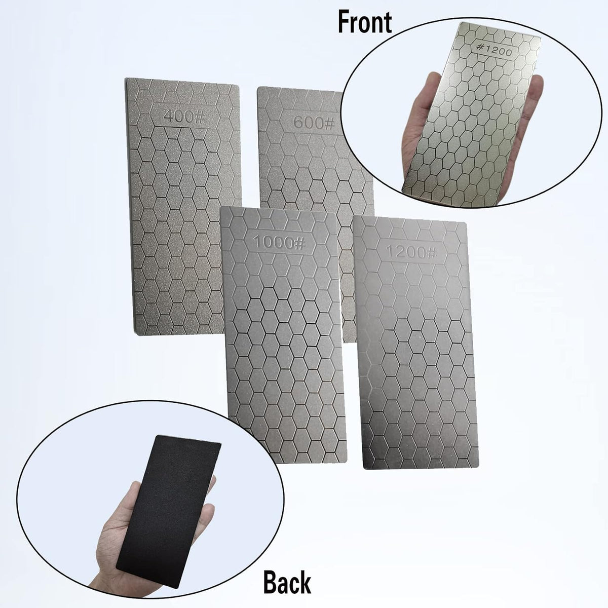 4PCS Diamond Sharpening Stone, Knife Sharpening Stone Whetstone Honeycomb Surface Diamond Sharpener Plate with Non-Slip Base for for Pocket Knives Scissors, Outdoor Kitchen Tools
