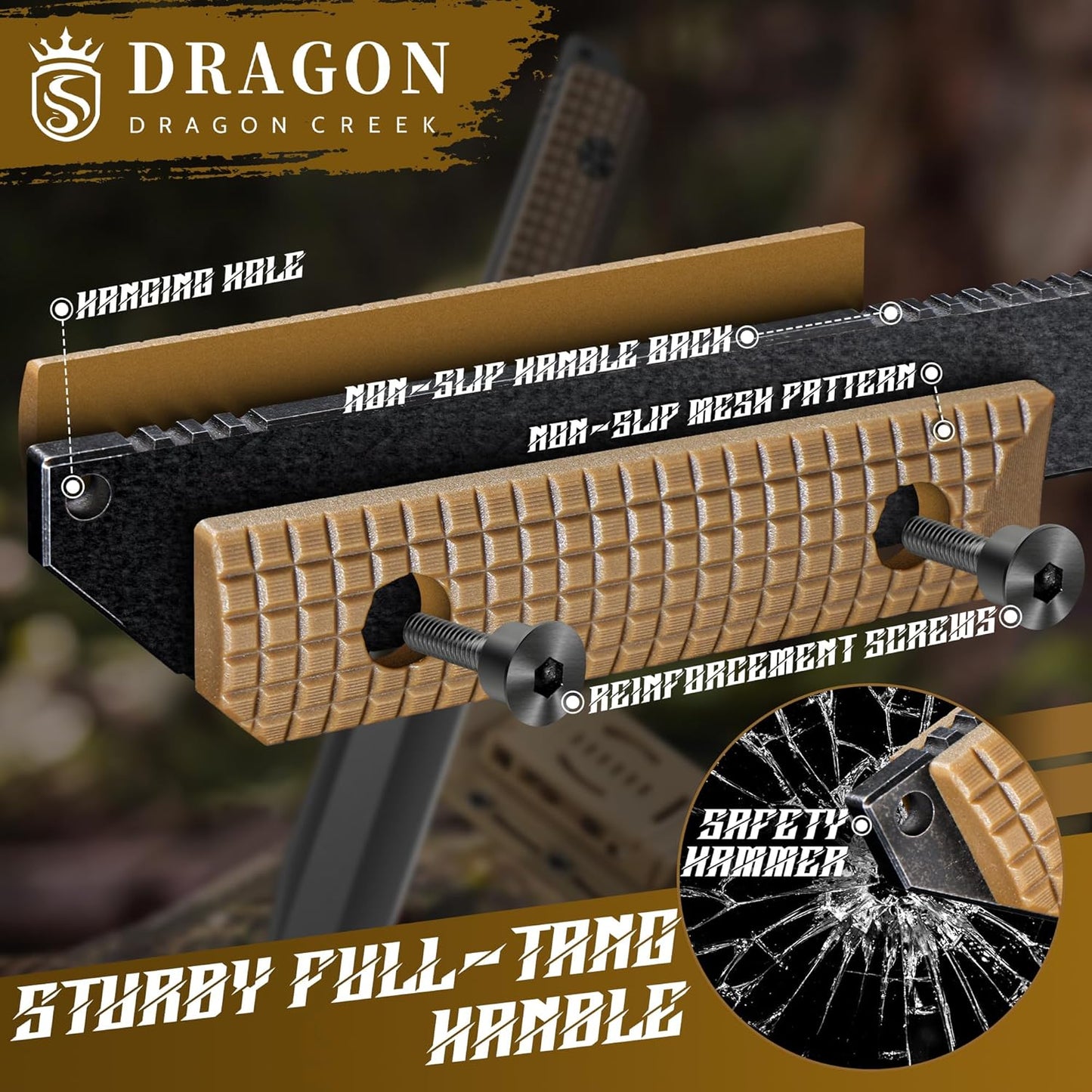 Tactical Knife Kydex - Outdoor Survival Knife with Sheath D2 Steel Blade G10 Full Tang Handle for Camping Hiking Christmas Thanksgiving Gift Men Black