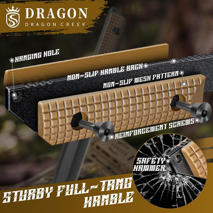 Tactical Knife Kydex - Outdoor Survival Knife with Sheath D2 Steel Blade G10 Full Tang Handle for Camping Hiking Christmas Thanksgiving Gift Men Black