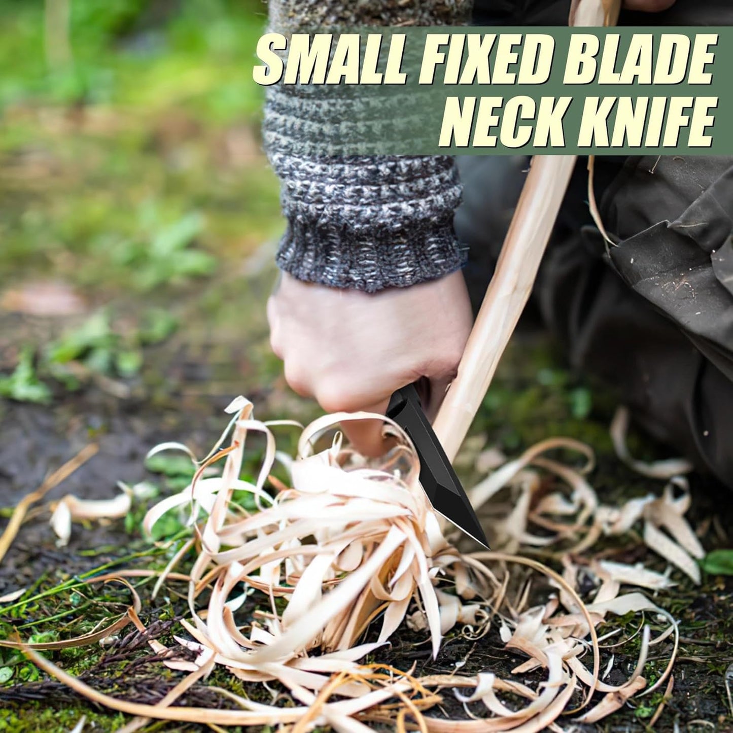 Tactical Knife Kydex - Outdoor Survival Knife with Sheath D2 Steel Blade G10 Full Tang Handle for Camping Hiking Christmas Thanksgiving Gift Men Black