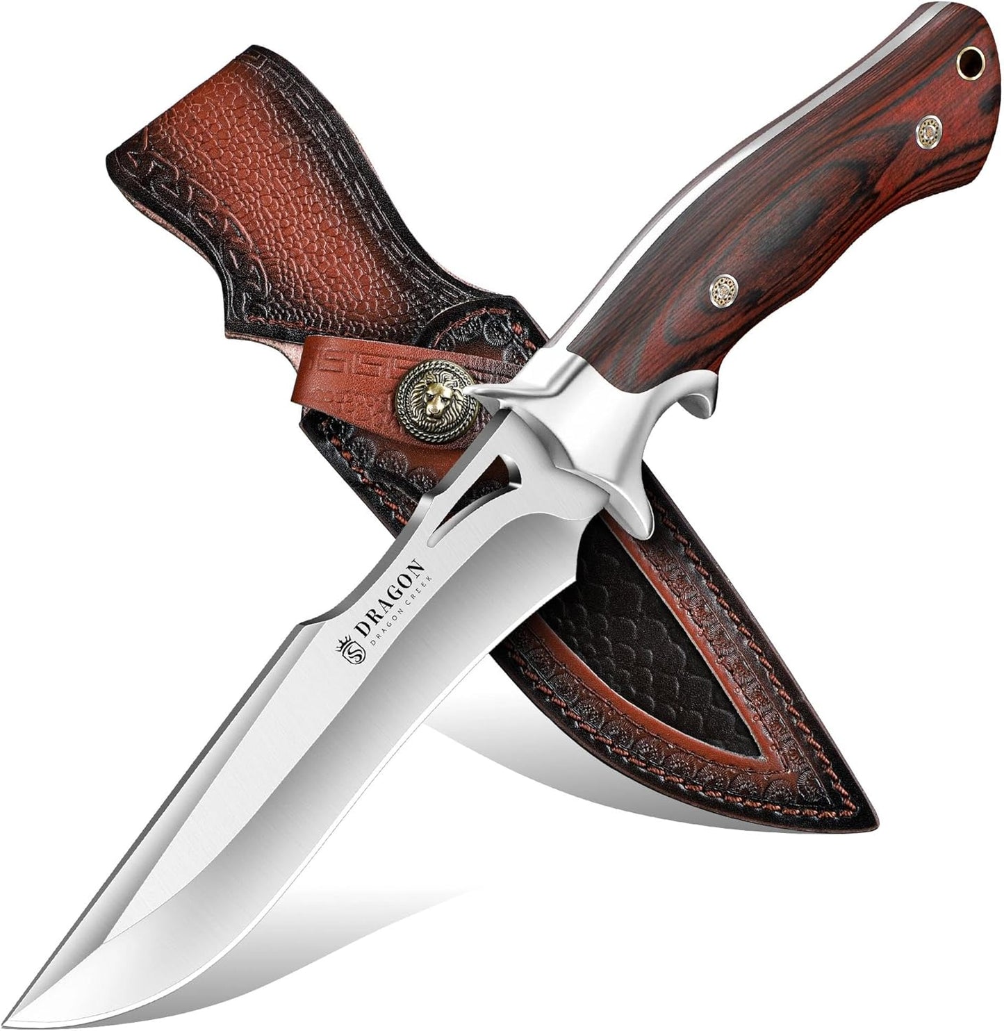 Tactical Knife Kydex - Outdoor Survival Knife with Sheath D2 Steel Blade G10 Full Tang Handle for Camping Hiking Christmas Thanksgiving Gift Men Black