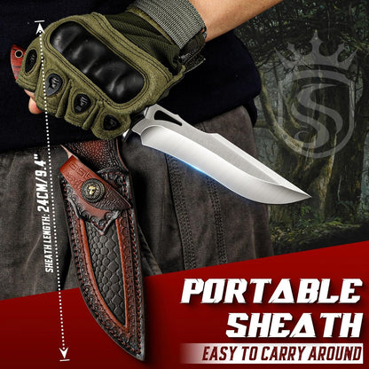 Tactical Knife Kydex - Outdoor Survival Knife with Sheath D2 Steel Blade G10 Full Tang Handle for Camping Hiking Christmas Thanksgiving Gift Men Black