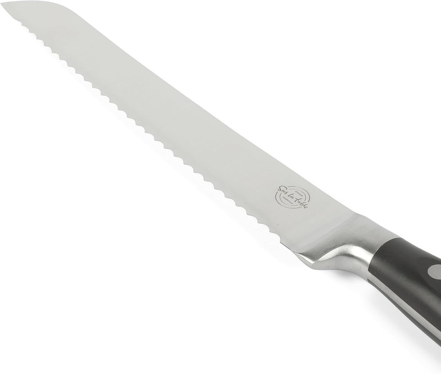 Kitchen Essentials 5 Piece German Steel Blade w/Triple Riveted Handle Set on Beechwood Magnetic Block - Linen White