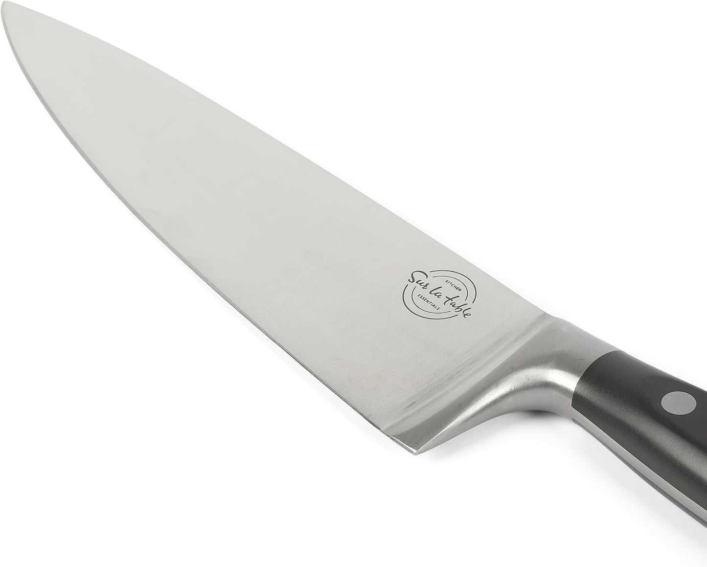 Kitchen Essentials 5 Piece German Steel Blade w/Triple Riveted Handle Set on Beechwood Magnetic Block - Linen White
