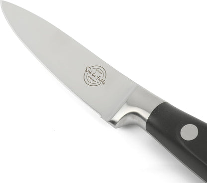 Kitchen Essentials 5 Piece German Steel Blade w/Triple Riveted Handle Set on Beechwood Magnetic Block - Linen White