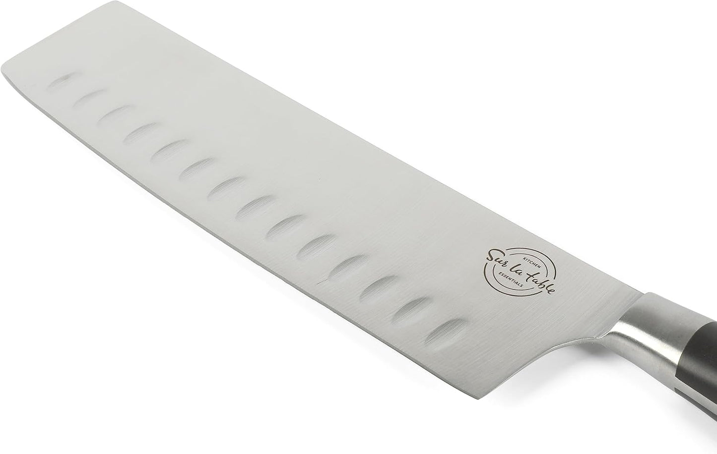 Kitchen Essentials 5 Piece German Steel Blade w/Triple Riveted Handle Set on Beechwood Magnetic Block - Linen White