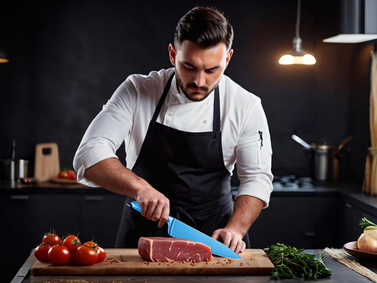 Chef Knife with Sheath, Sharp Kitchen Knife 8 inch Blue Cooking Knives with German HC Steel