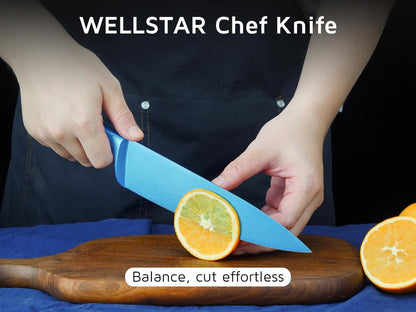 Chef Knife with Sheath, Sharp Kitchen Knife 8 inch Blue Cooking Knives with German HC Steel
