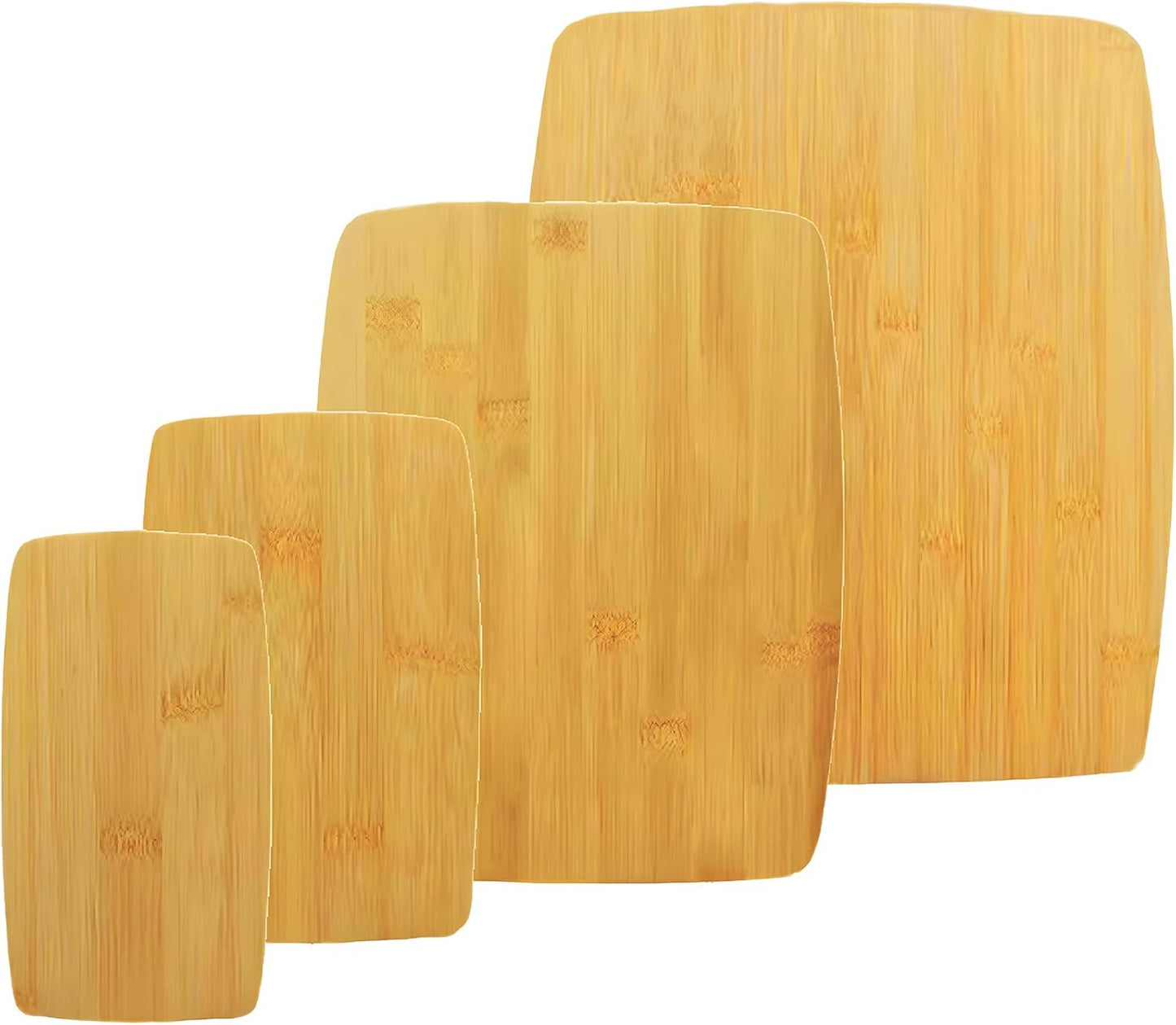Bamboo Cutting Board Set of 4, 14"x12" | Wide Surface for Meat Vegetable Prep, Double-Sided Wooden Kitchen Cutting Board, Easy to Clean & Maintain