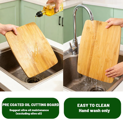 Bamboo Cutting Board Set of 4, 14"x12" | Wide Surface for Meat Vegetable Prep, Double-Sided Wooden Kitchen Cutting Board, Easy to Clean & Maintain