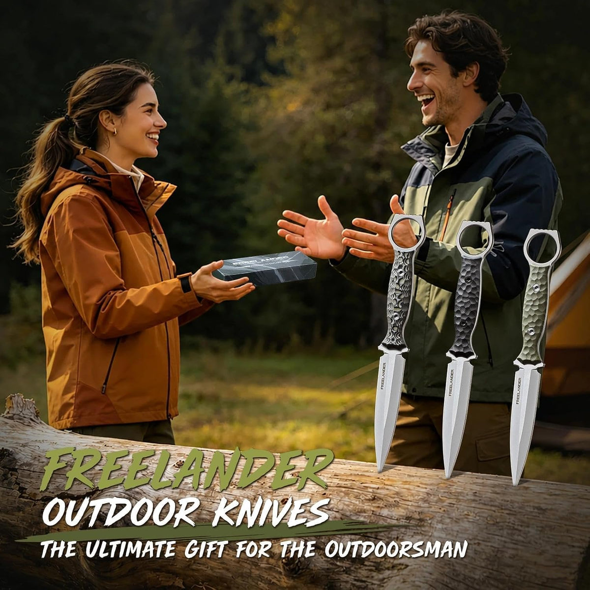 9.4in Fixed Blade Knife with Kydex Sheath | Full Tang 440C Stainless Steel Knife, Outdoor Camping Survival Knife for Men