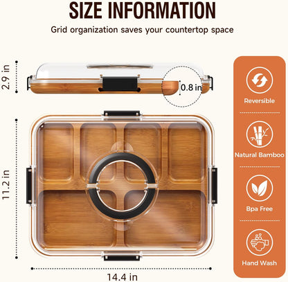 Charcuterie Board with Lid, Carbonized Bamboo, Knives Set and Bowls | Portable Double-Sided Locking Design, Cheese, veggie & Snack Serving Tray, Great for Picnics & Housewarming Gifts