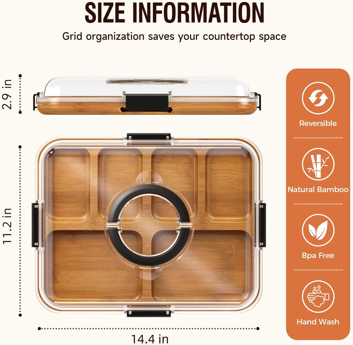 Charcuterie Board with Lid, Carbonized Bamboo, Knives Set and Bowls | Portable Double-Sided Locking Design, Cheese, veggie & Snack Serving Tray, Great for Picnics & Housewarming Gifts